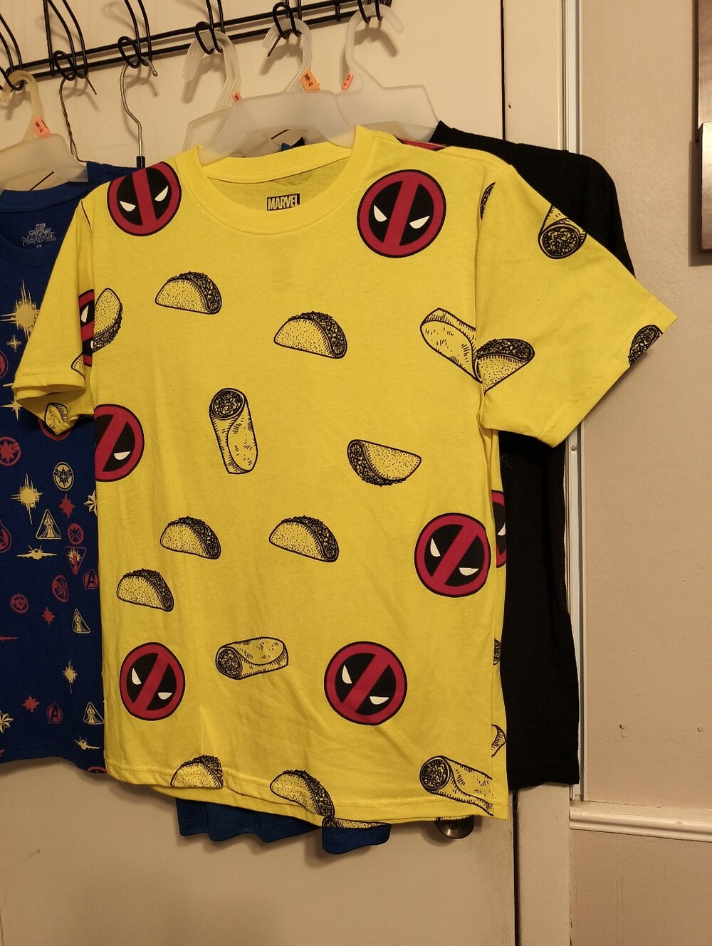 Marvel Yellow Men's Deadpool & Taco Graphic Tee